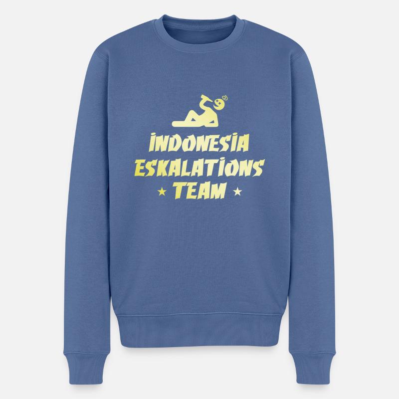 Indonésie Escalade - Pull Premium bio Homme - bleu pigeon