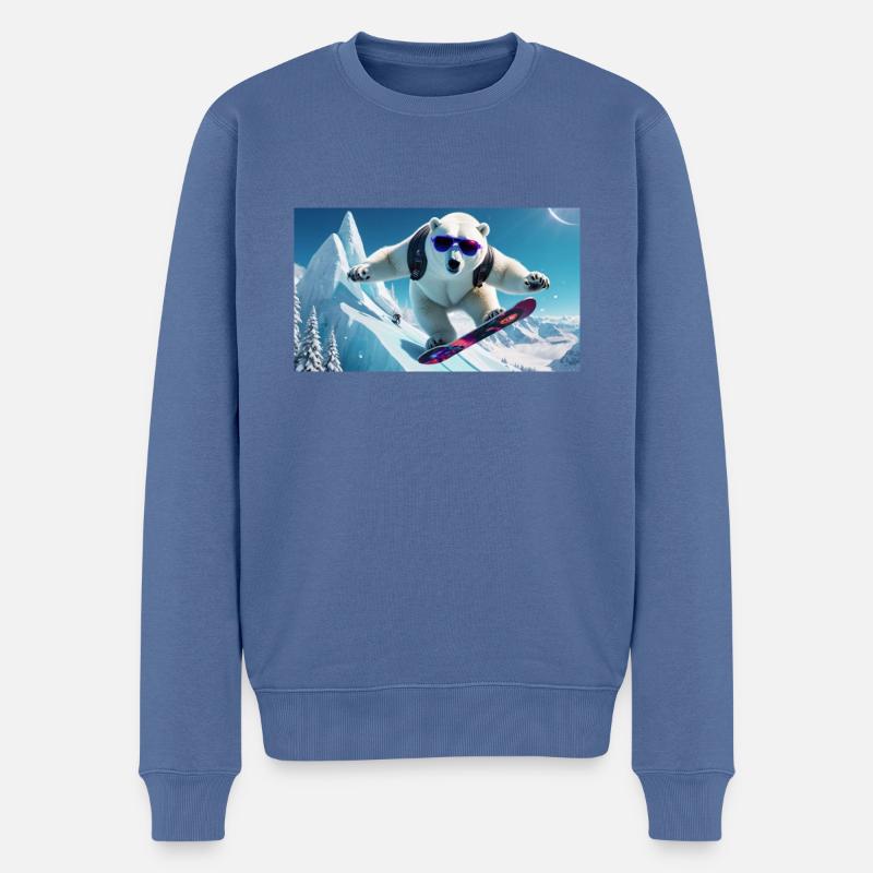 fliegender Eisbär - Männer Premium Bio Pullover - Taubenblau