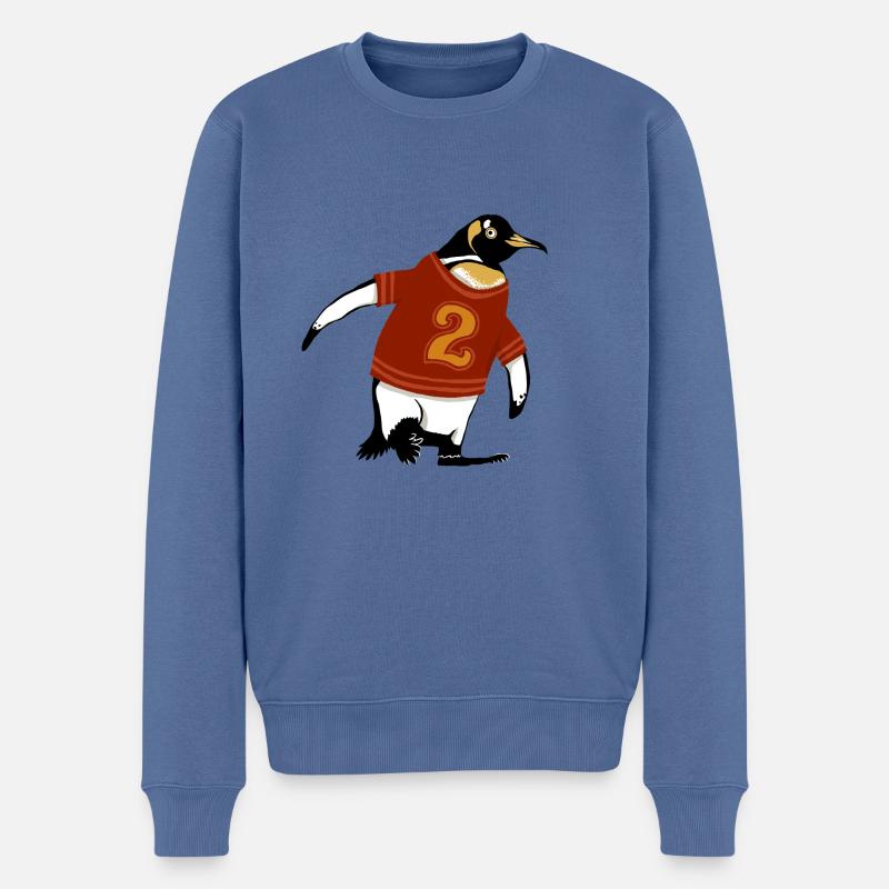Pinguin mit Hemd 2 - Männer Premium Bio Pullover - Taubenblau