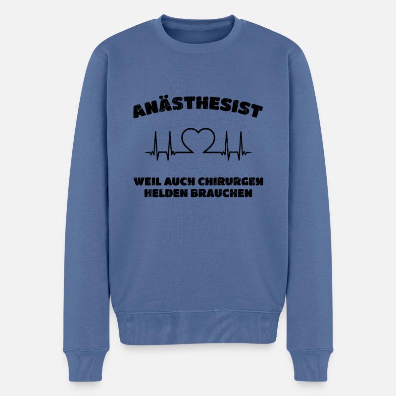 Anästhesist Weil Auch Chirurgen Helden Brauchen Ce - Männer Premium Bio Pullover - Taubenblau