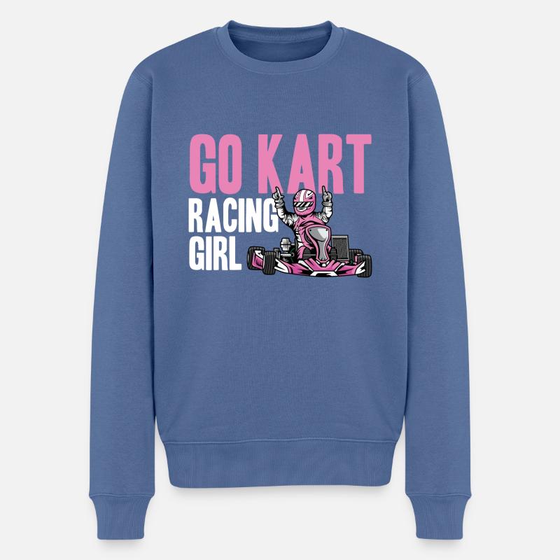 Kart Racing Girl. Mädchen Racer Geschenk - Männer Premium Bio Pullover - Taubenblau