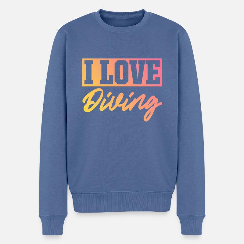 Ich liebe Tauchen - Männer Premium Bio Pullover - Taubenblau