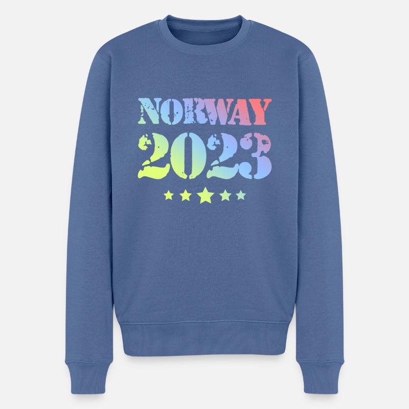Norvège 2023 - Pull Premium bio Homme - bleu pigeon