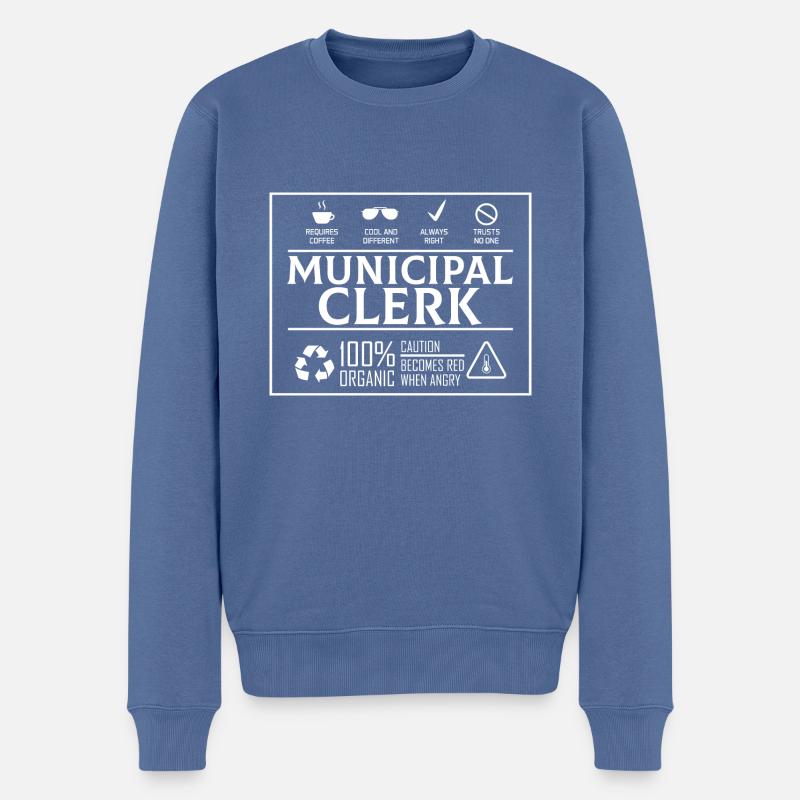 Poison d’employé du gouvernement du greffier municipal - Pull Premium bio Homme - bleu pigeon
