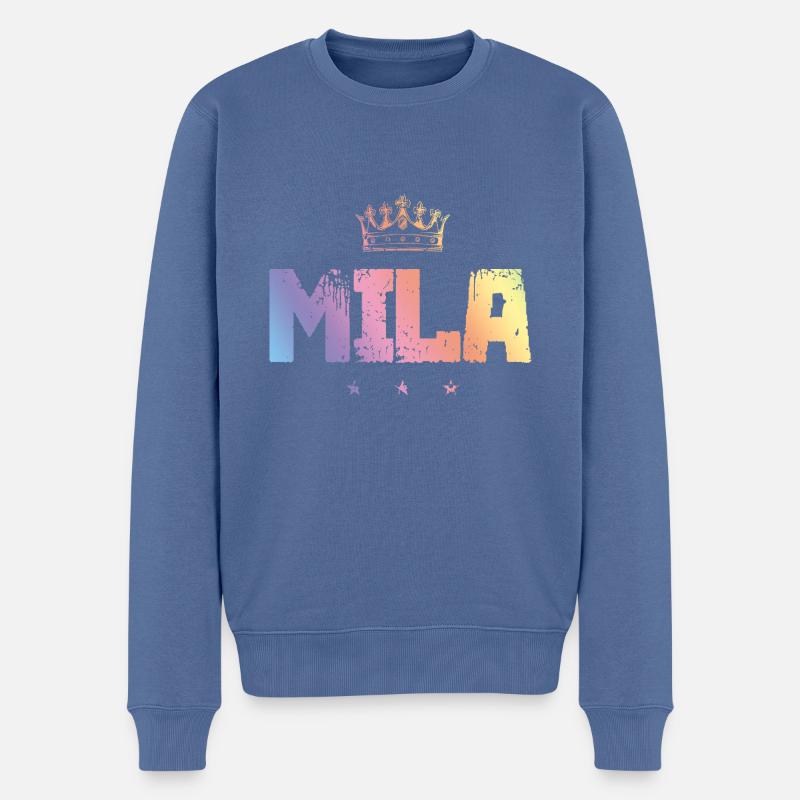 Mila - Männer Premium Bio Pullover - Taubenblau