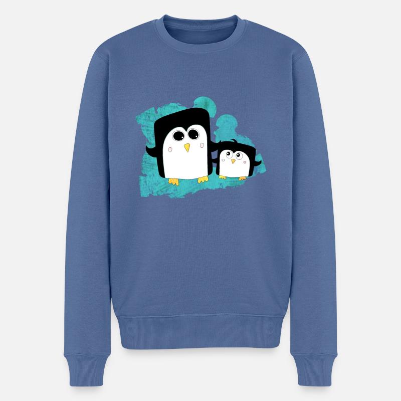 Pinguin Geschwister - Männer Premium Bio Pullover - Taubenblau