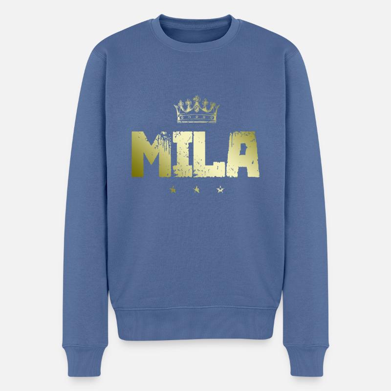 Mila - Männer Premium Bio Pullover - Taubenblau