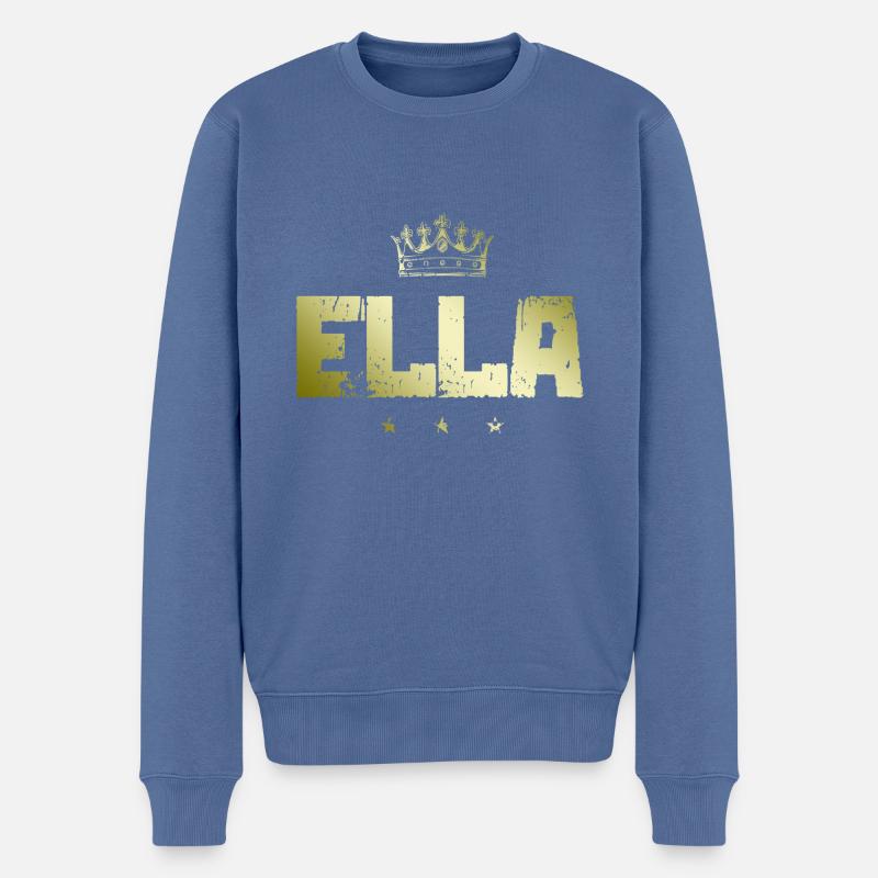 Ella - Männer Premium Bio Pullover - Taubenblau