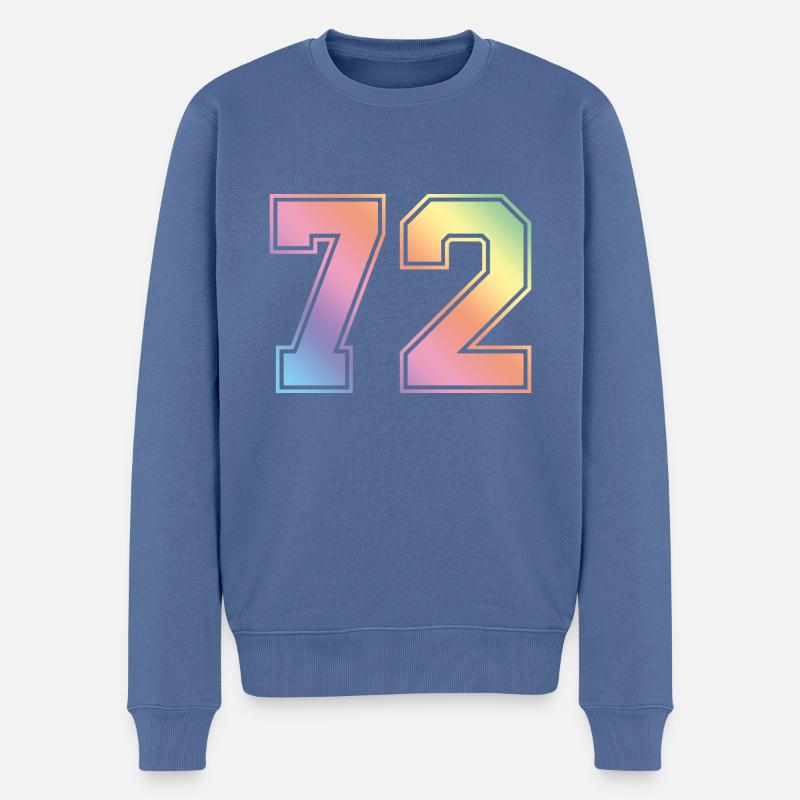 72 Zahl Bunt - Männer Premium Bio Pullover - Taubenblau