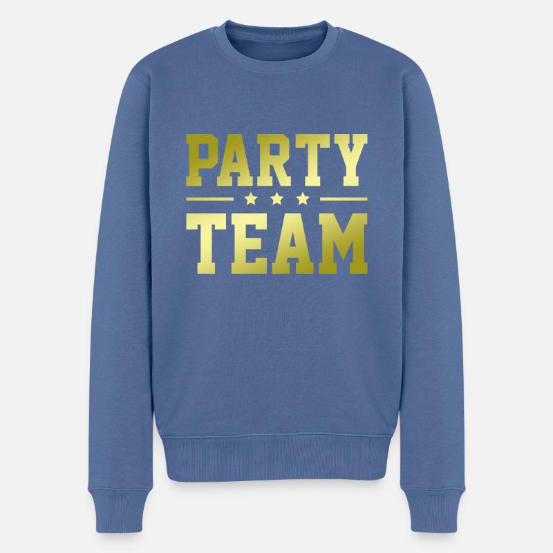 Party Team - Männer Premium Bio Pullover - Taubenblau