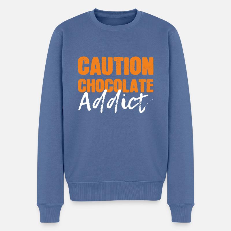 VORSICHTER Schokoladensüchtig Süßooth Geschenk - Männer Premium Bio Pullover - Taubenblau
