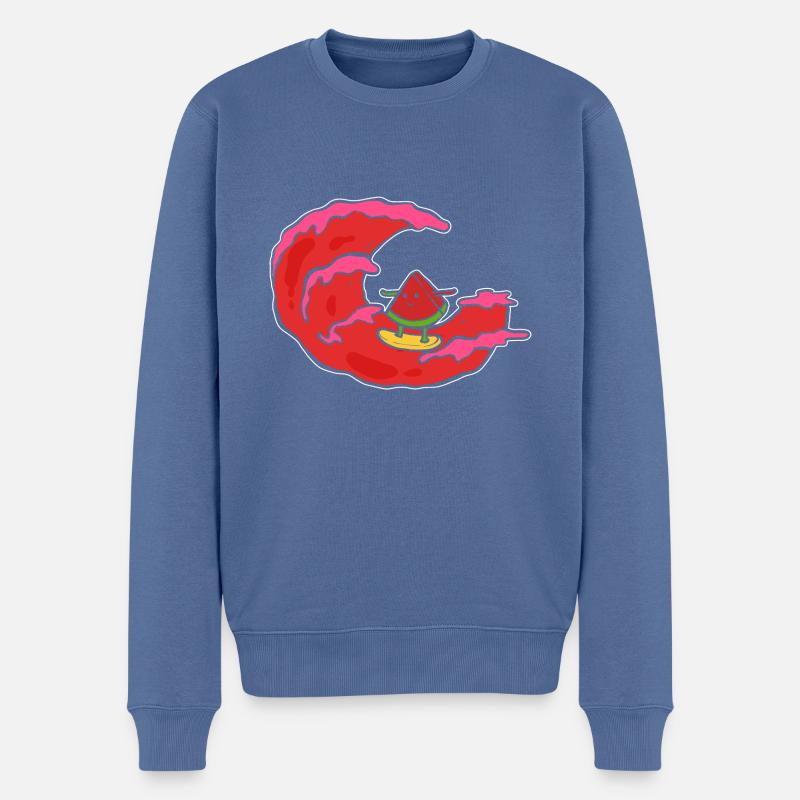 Wassermelonenwellen Surfer Gift - Männer Premium Bio Pullover - Taubenblau