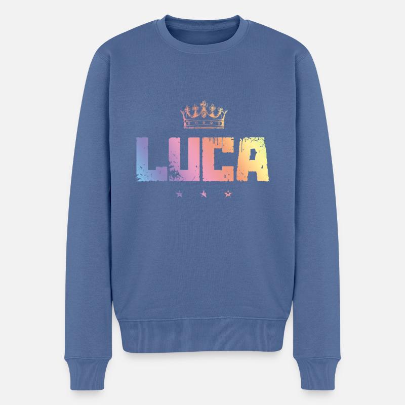 Luca - Männer Premium Bio Pullover - Taubenblau