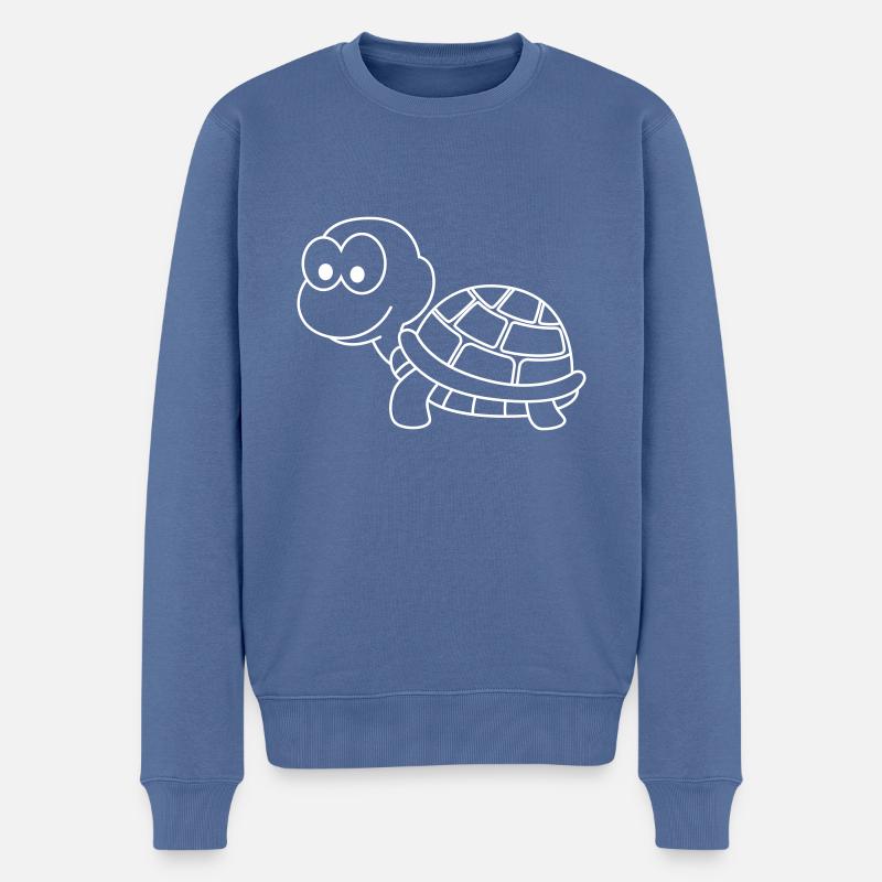 Schildkröte Comic Tier - Männer Premium Bio Pullover - Taubenblau
