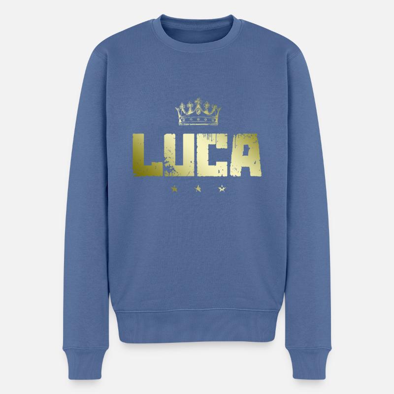 Luca - Männer Premium Bio Pullover - Taubenblau