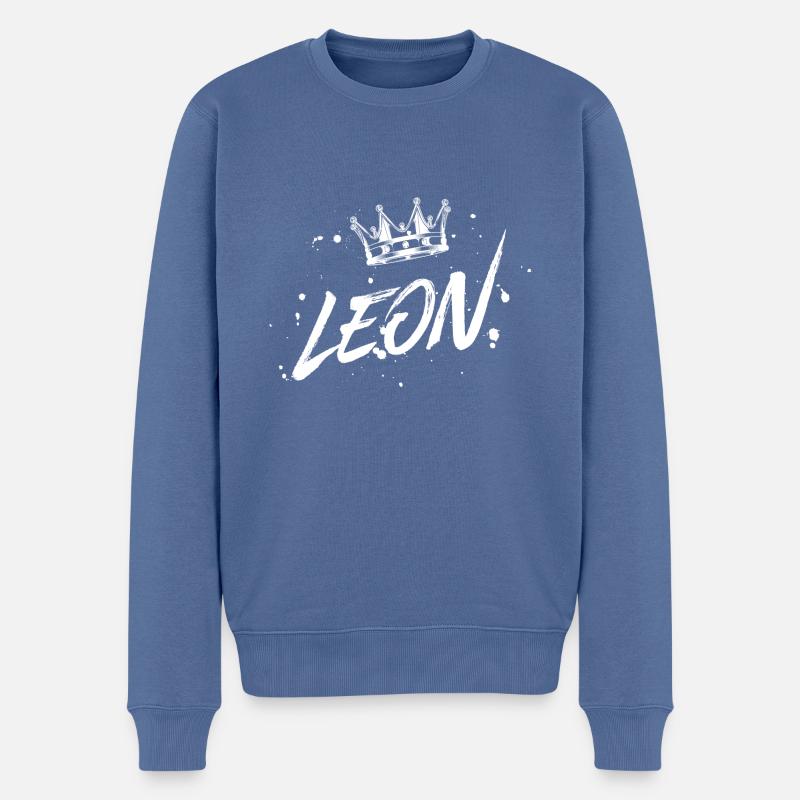 Léon - Pull Premium bio Homme - bleu pigeon