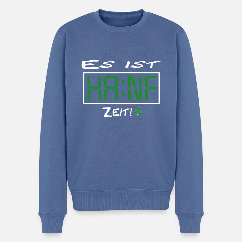 Hanf Zeit - Männer Premium Bio Pullover - Taubenblau