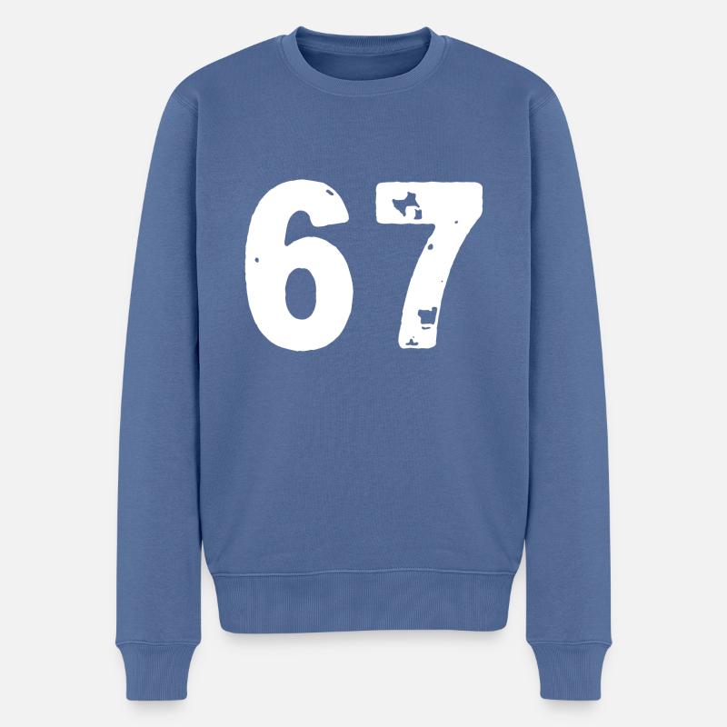 67 Zahl Trikot - Männer Premium Bio Pullover - Taubenblau