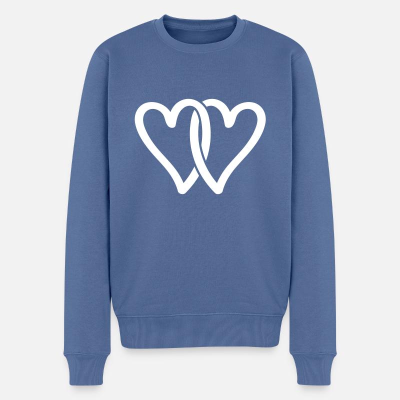 Herzen Love Symbol - Männer Premium Bio Pullover - Taubenblau