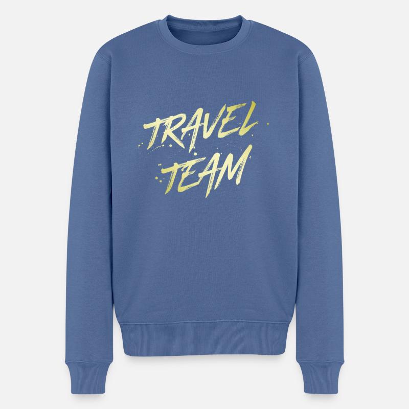Travel Team - Männer Premium Bio Pullover - Taubenblau