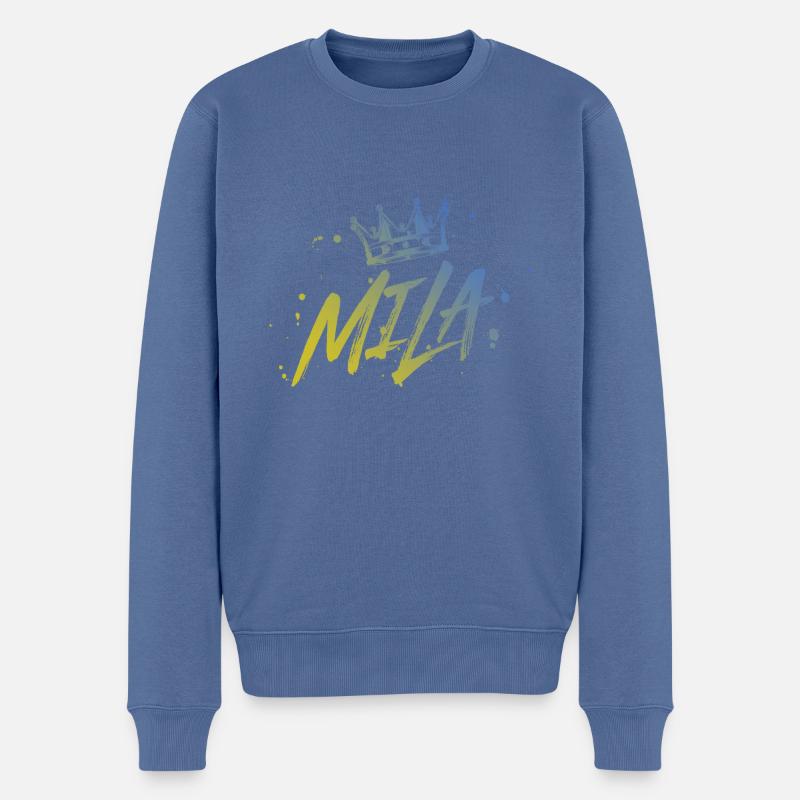 Mila - Männer Premium Bio Pullover - Taubenblau