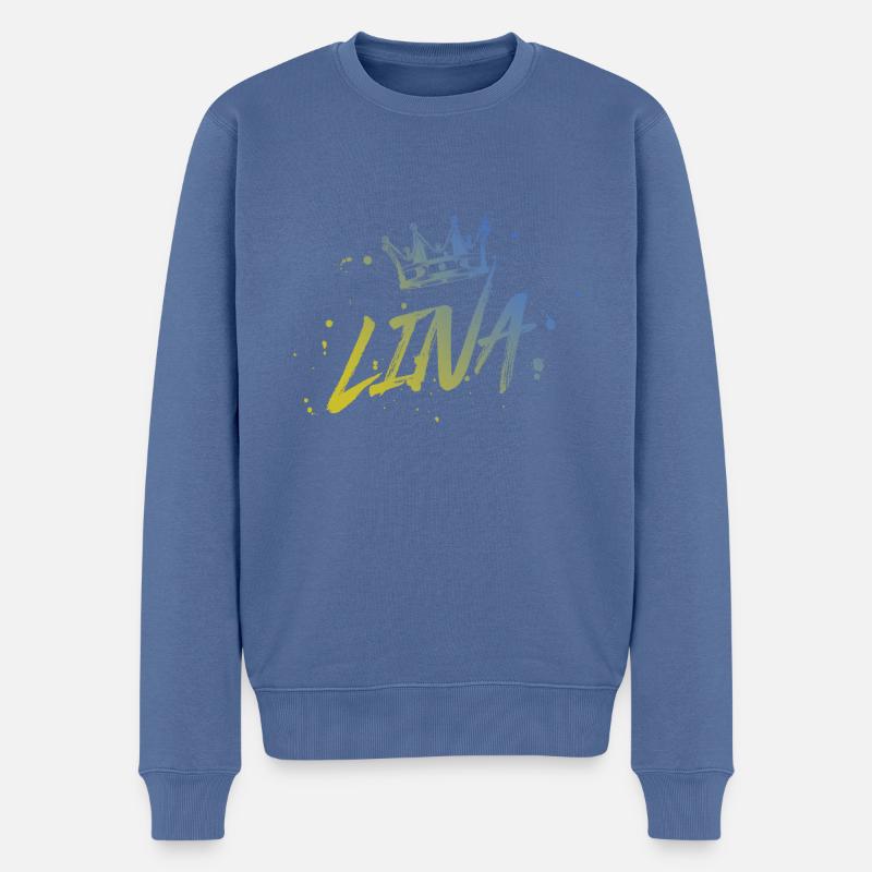 Lina - Männer Premium Bio Pullover - Taubenblau