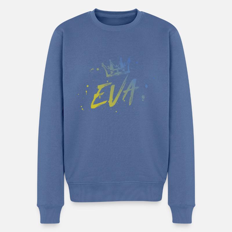 Eva - Männer Premium Bio Pullover - Taubenblau