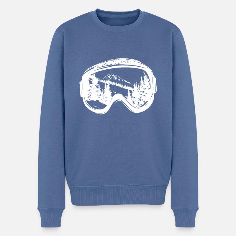 Skibrille Piste Berge - Männer Premium Bio Pullover - Taubenblau