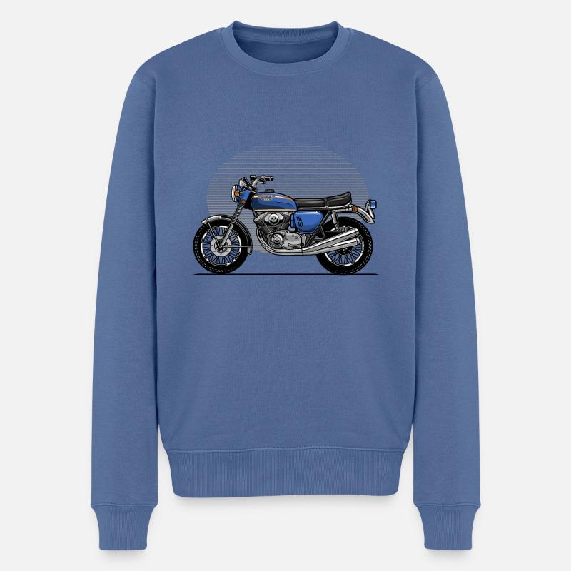 Oldtimer-Motorrad - Männer Premium Bio Pullover - Taubenblau