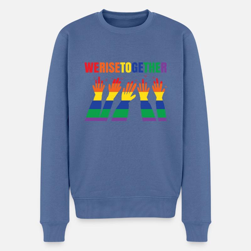 We Rise Together Bisexual Gay Trans Queer Lgbtq Ra - Männer Premium Bio Pullover - Taubenblau