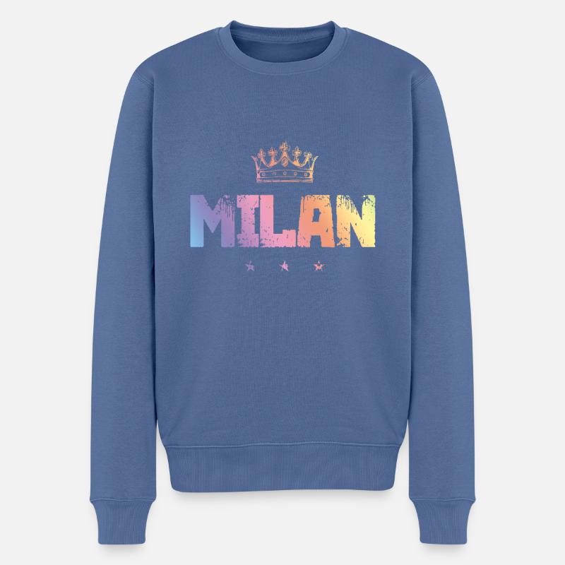 Milan - Männer Premium Bio Pullover - Taubenblau