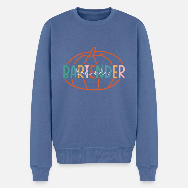 Bartender Thanksgiving Pumpkin Fall Outfit - Männer Premium Bio Pullover - Taubenblau