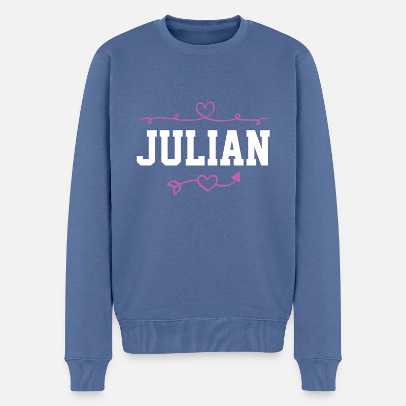 Julian - Männer Premium Bio Pullover - Taubenblau