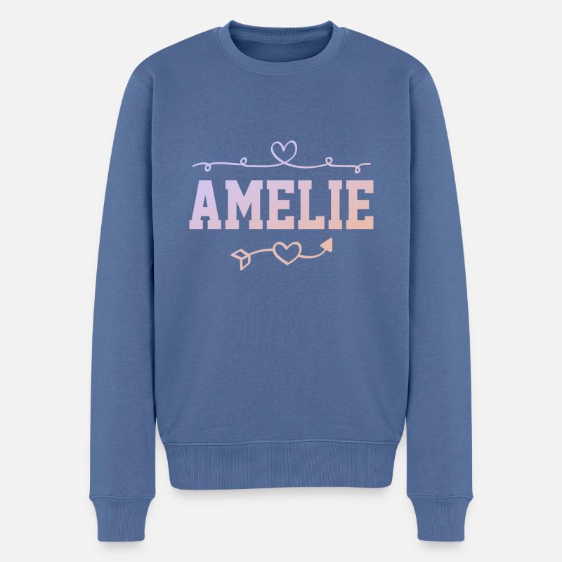 Amelie - Männer Premium Bio Pullover - Taubenblau