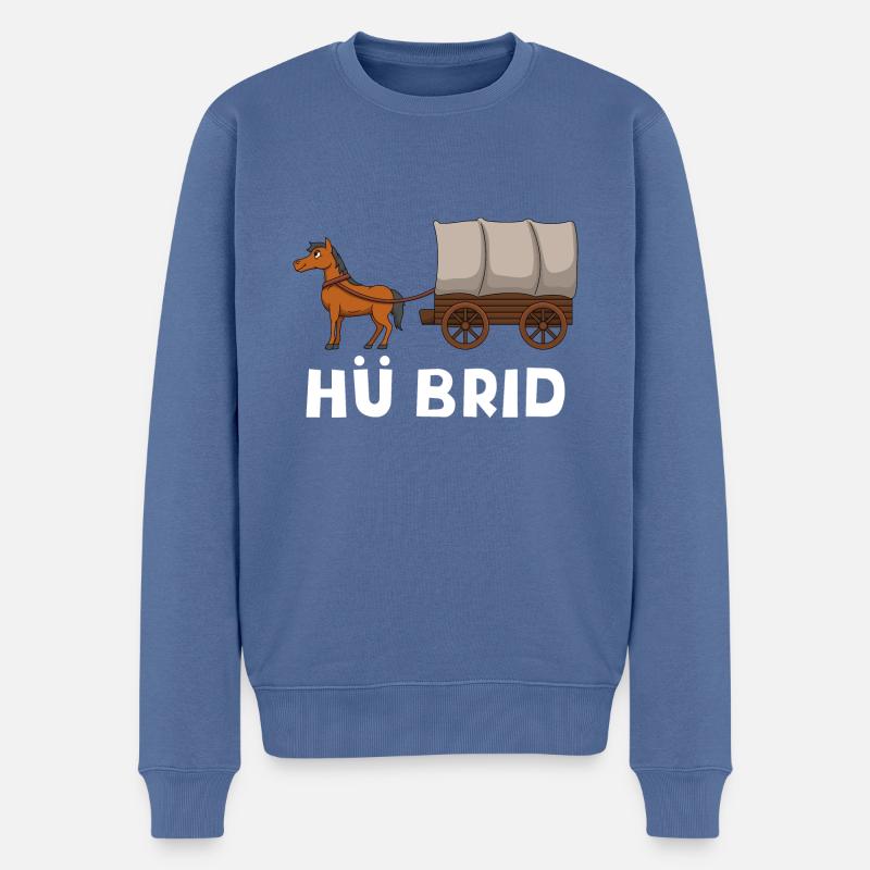 Hybrid Pferd Dorf Kutsche Hü Brid - Männer Premium Bio Pullover - Taubenblau