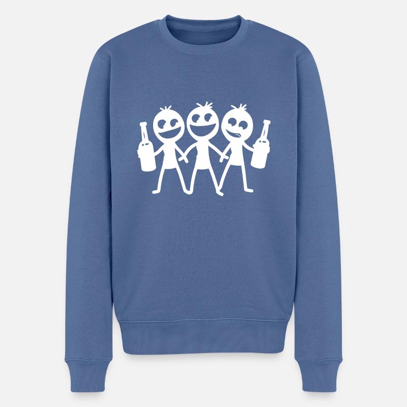 Strichmännchen Junggesellenabschied - Männer Premium Bio Pullover - Taubenblau