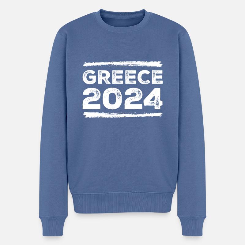Grèce 2024 Dicton - Pull Premium bio Homme - bleu pigeon