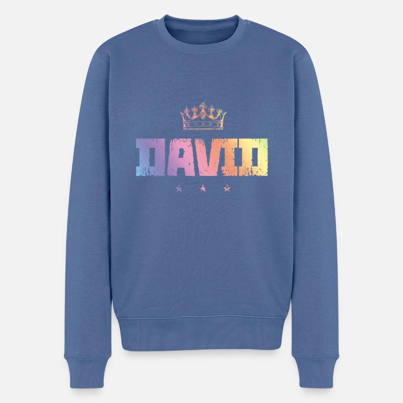 David - Männer Premium Bio Pullover - Taubenblau