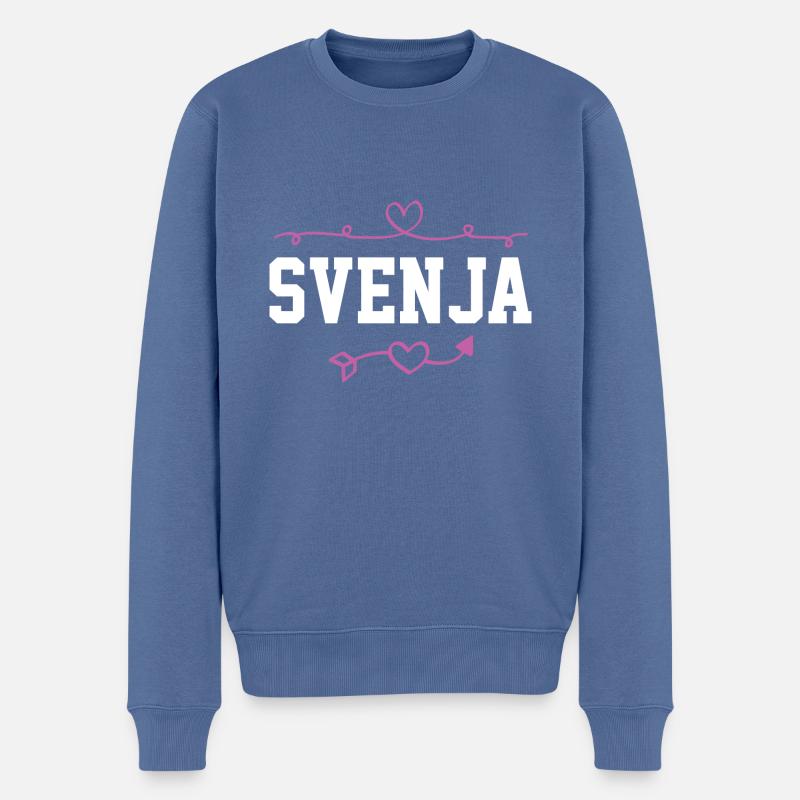 Svenja - Männer Premium Bio Pullover - Taubenblau