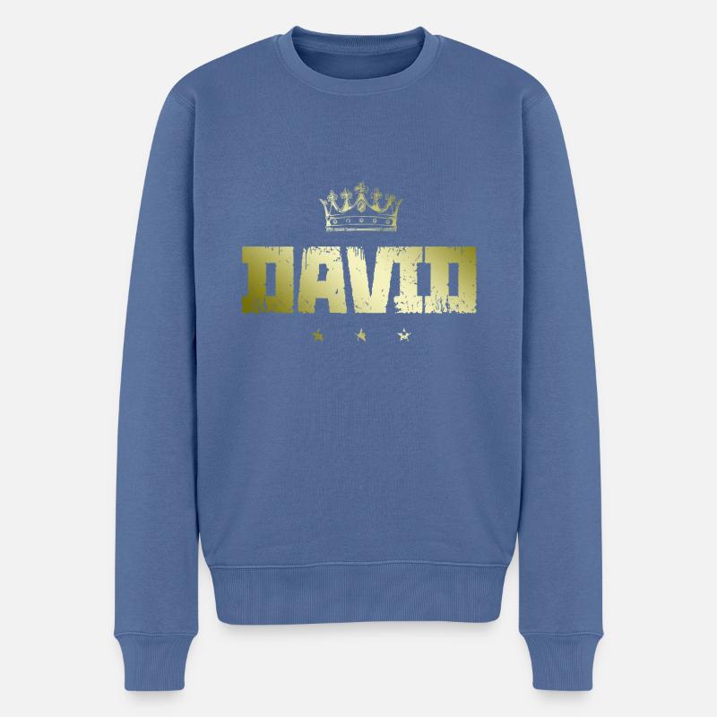 David - Männer Premium Bio Pullover - Taubenblau