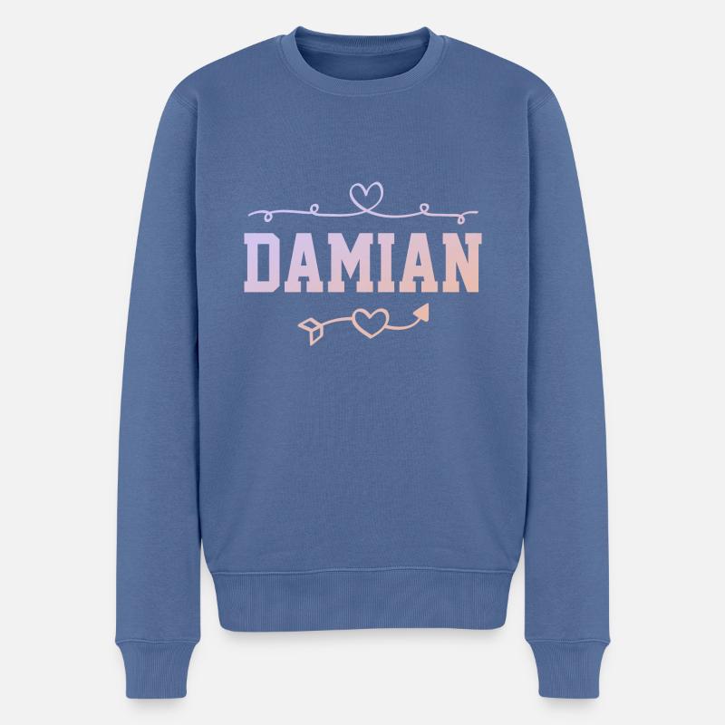 Damian - Pull Premium bio Homme - bleu pigeon