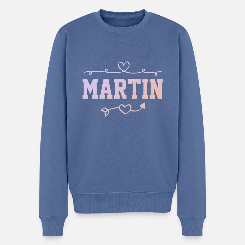 Martin - Männer Premium Bio Pullover - Taubenblau