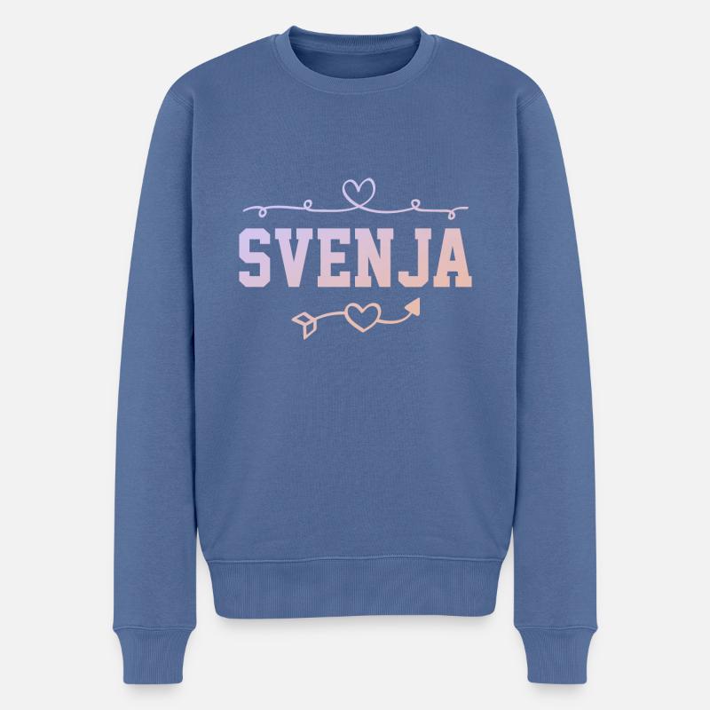 Svenja - Männer Premium Bio Pullover - Taubenblau