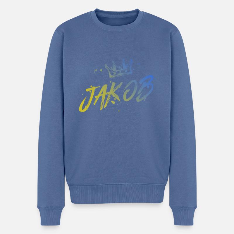Jakob - Männer Premium Bio Pullover - Taubenblau