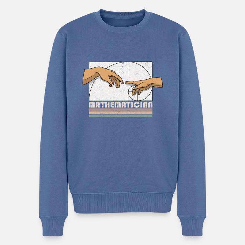 Création d’Adams Fibonacci Math Art - Pull Premium bio Homme - bleu pigeon