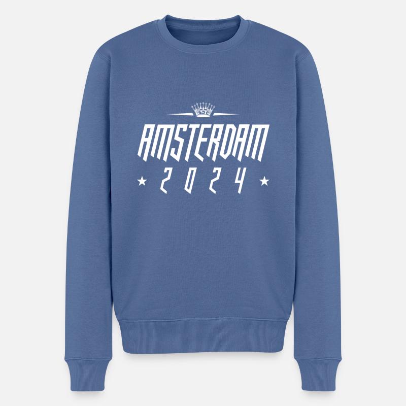 Amsterdam 2024 - Pull Premium bio Homme - bleu pigeon