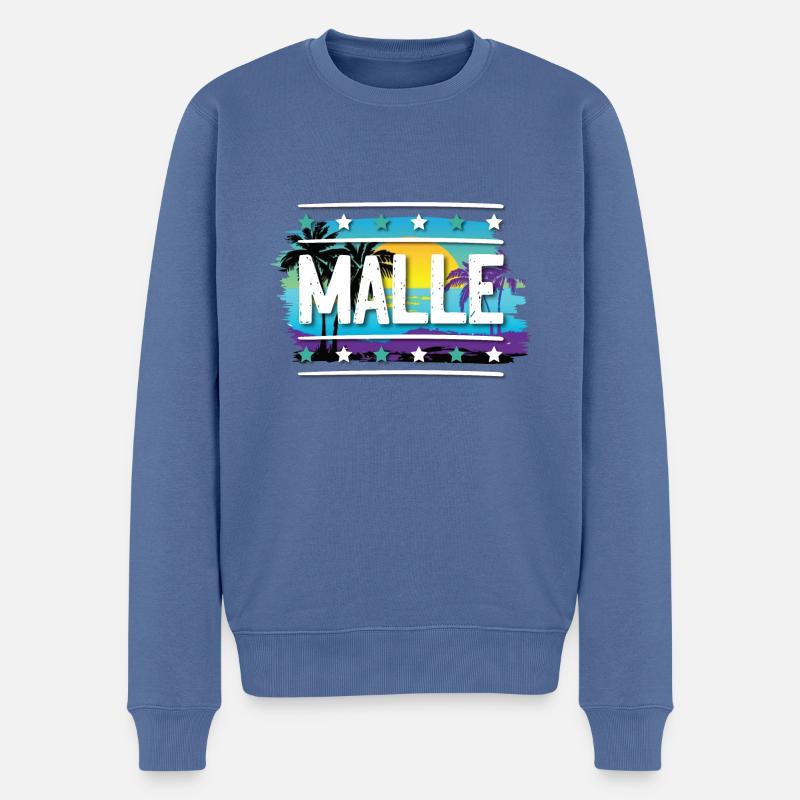Malle - Männer Premium Bio Pullover - Taubenblau