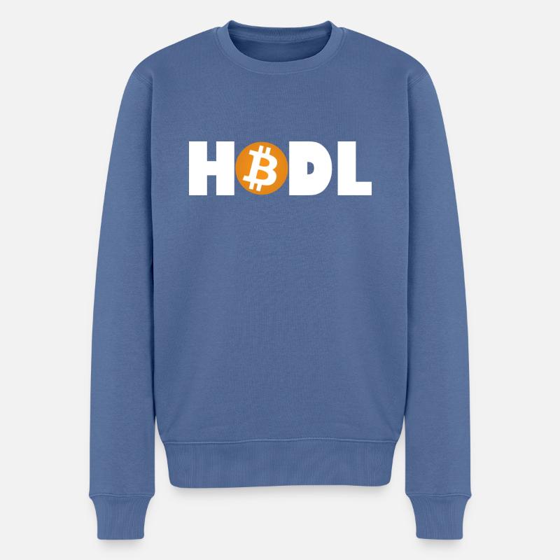 Bitcoin HODL-Modus: Aktiviert - Männer Premium Bio Pullover - Taubenblau