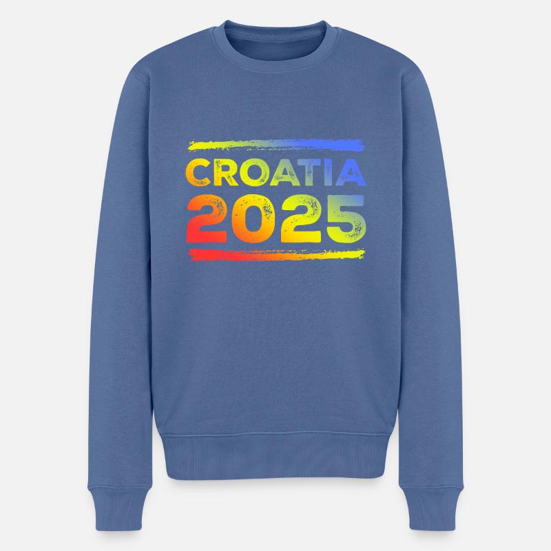 Croatia 2025 Bunt - Männer Premium Bio Pullover - Taubenblau