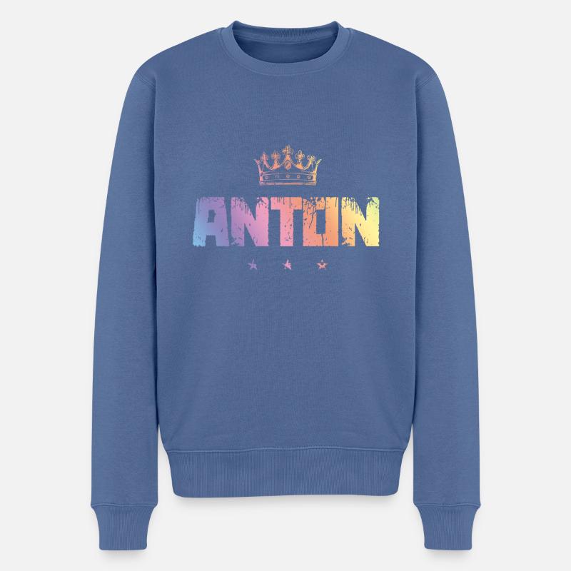 Anton - Männer Premium Bio Pullover - Taubenblau